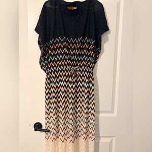 Missoni Black and Multicolor Chevron Midi Dress